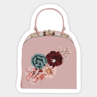 Pink clutch bag with fabric flower embroidery Sticker